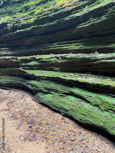 Green rock wall layers portrait stones nature