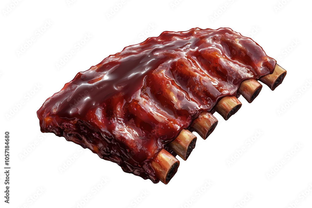 Barbecue ribs with barbecue sauce, PNG isolated on transparent background, white background. Barbecue ribs with barbecue sauce, PNG isolated on transparent background, white background.