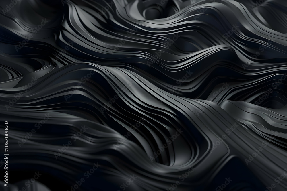 Abstract Black 3D Wavy Lines Background Abstract Black 3D Wavy Lines Background
