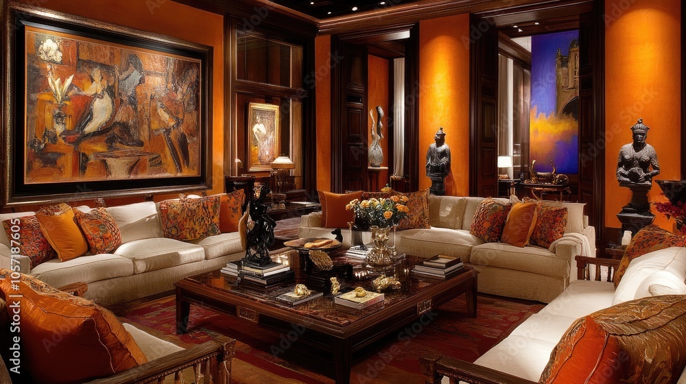 Warm and Elegant Living Room Design with Art Warm and Elegant Living Room Design with Art