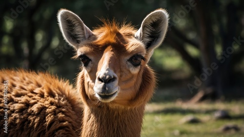 A close-up of a charming animal with a soft, fluffy coat in a natural setting.