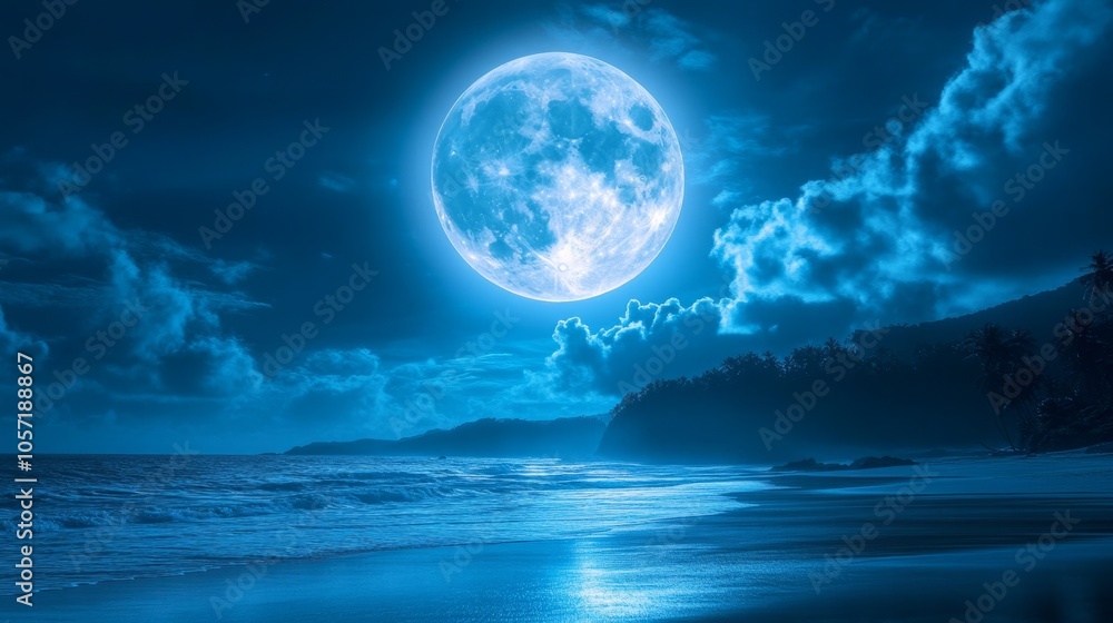 Fototapeta premium Stunning full moon captured in its radiant glory, lighting up the night sky generative ai