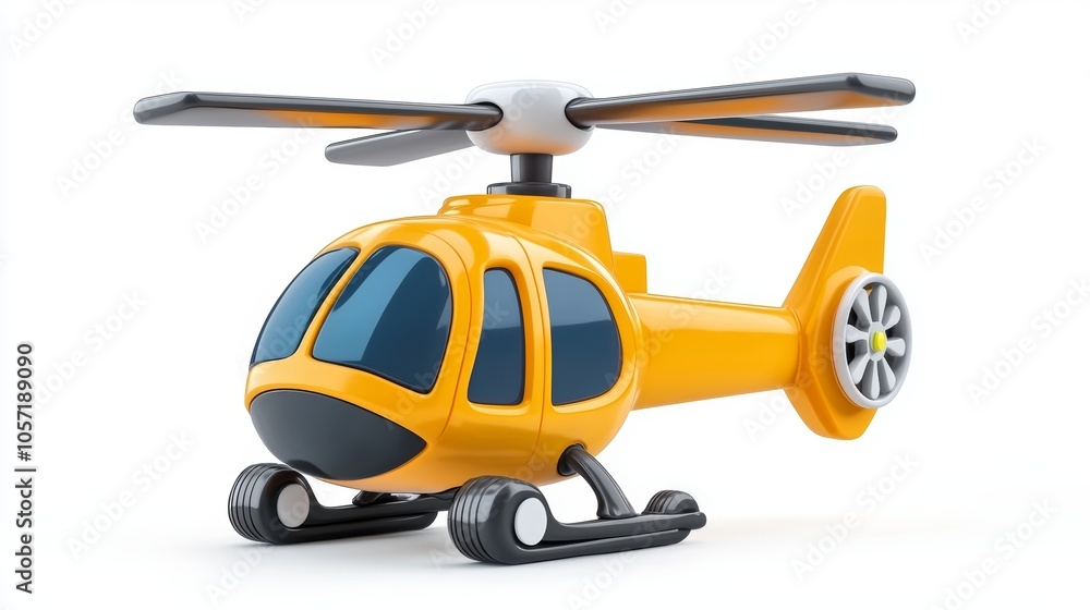 Cheerful Cartoon Helicopter with Rotor and Hat Cheerful Cartoon Helicopter with Rotor and Hat