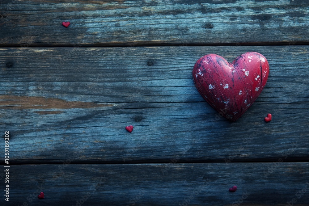 background for Valentine's Day on wooden boards with generative ai background for Valentine's Day on wooden boards with generative ai