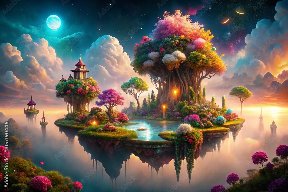 Obraz premium Surreal Dreamscape of a Ser2: Exploring Otherworldly Realms with Ethereal Landscapes and Mystical Elements