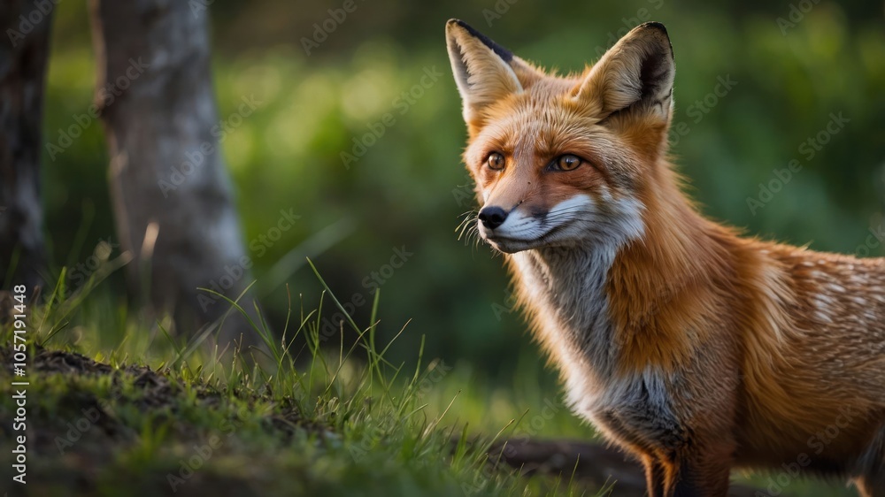 A close-up of a fox in a natural setting, showcasing its vibrant fur and alert expression. A close-up of a fox in a natural setting, showcasing its vibrant fur and alert expression.