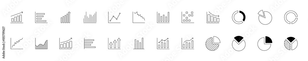 Bar graph line icons set. Graph, Line, Bar, Chart, Diagram, Report, Statistics. Business graphs and charts icons. Business infographics. Statistic data, charts Bar graph line icons set. Graph, Line, Bar, Chart, Diagram, Report, Statistics. Business graphs and charts icons. Business infographics. Statistic data, charts