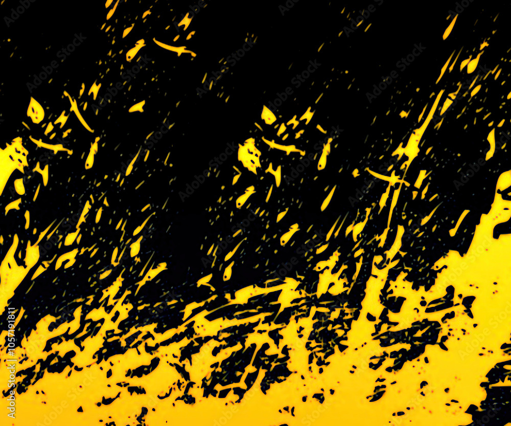 Yellow paint texture on a black background Yellow paint texture on a black background