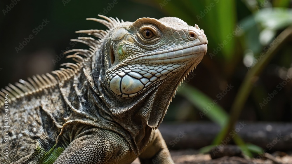 A close-up of a lizard showcasing its intricate scales and features in a natural setting. A close-up of a lizard showcasing its intricate scales and features in a natural setting.