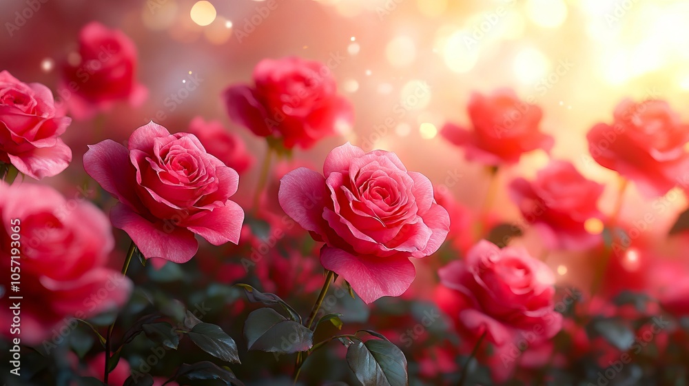 A bunch of pink roses in a field of flowers A bunch of pink roses in a field of flowers
