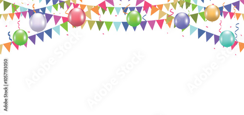 Celebration Banner Background. confetti and flag background for happy birthday, party and anniversary