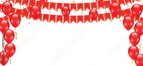Celebration Banner Background. confetti and flag background for happy birthday, party and anniversary