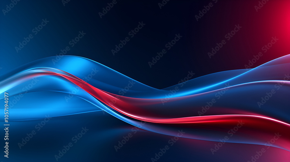 Fototapeta premium Smooth Blue and Red Wave PPT Background