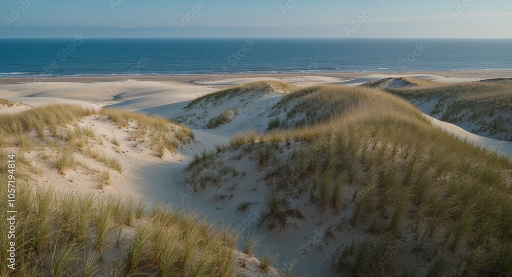 Aerial view of coastal dunes with sparse grass Aerial view of coastal dunes with sparse grass