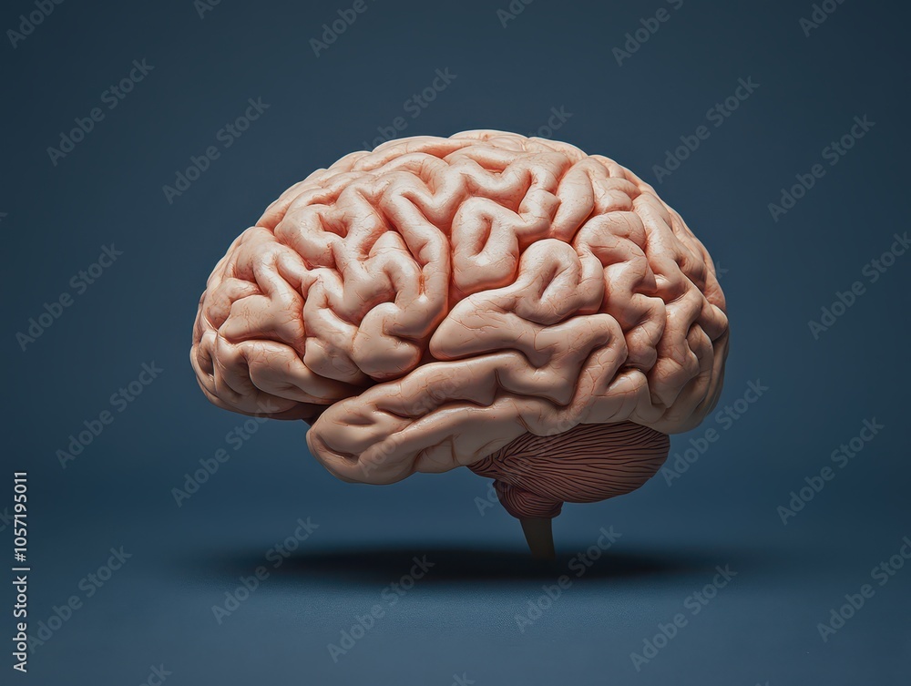 Human brain with a pain symbol, shown against a solid background, illustrating issues related to discomfort and health. Human brain with a pain symbol, shown against a solid background, illustrating issues related to discomfort and health.