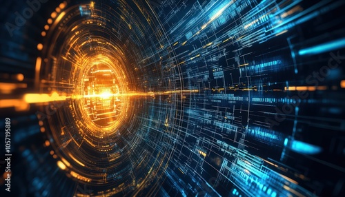 Digital technology development concept with futuristic, abstract backgrounds