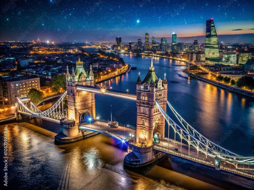 Fototapeta premium Tower Bridge Illuminated: A Stunning Nightscape of London's Iconic Landmark