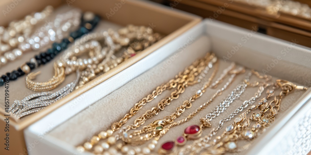 A collection of elegant jewelry displayed in stylish boxes, showcasing intricate designs and vibrant gemstones. A collection of elegant jewelry displayed in stylish boxes, showcasing intricate designs and vibrant gemstones.