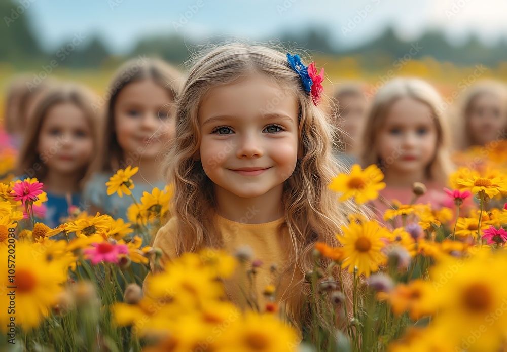 children playing in flower field
children playing in flower field