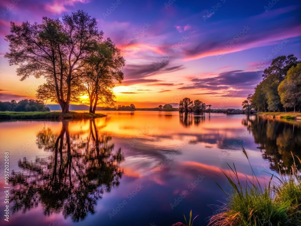 Twilight Serenity by the Lake - Tranquil Reflections and Gentle Breeze at Dusk Twilight Serenity by the Lake - Tranquil Reflections and Gentle Breeze at Dusk