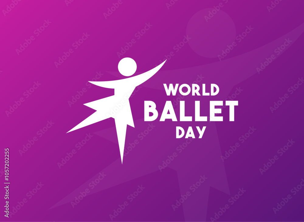 World Ballet Day. Gradient background. Ballet icon. Poster, banner, card, background.