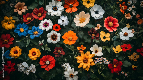 Wallpaper Mural A vibrant tapestry of colorful flowers in full bloom, creating a beautiful and cheerful scene. Torontodigital.ca