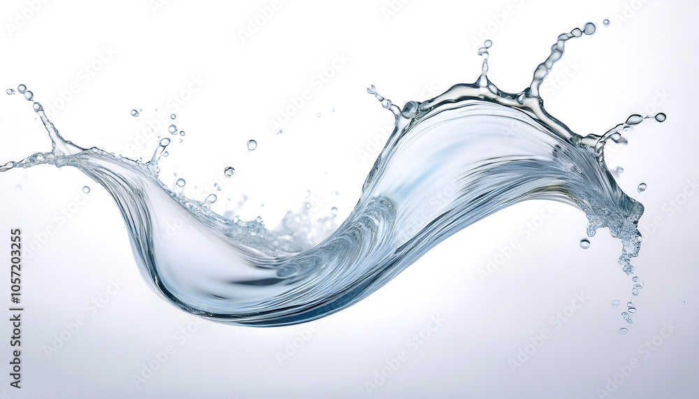 Twisted water splash floating or flying isolated white background Twisted water splash floating or flying isolated white background