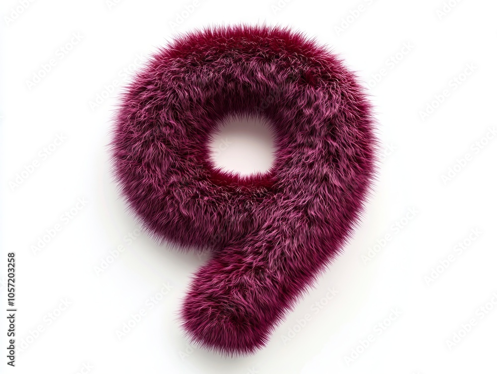 A red furry number 9 on a white background A red furry number 9 on a white background