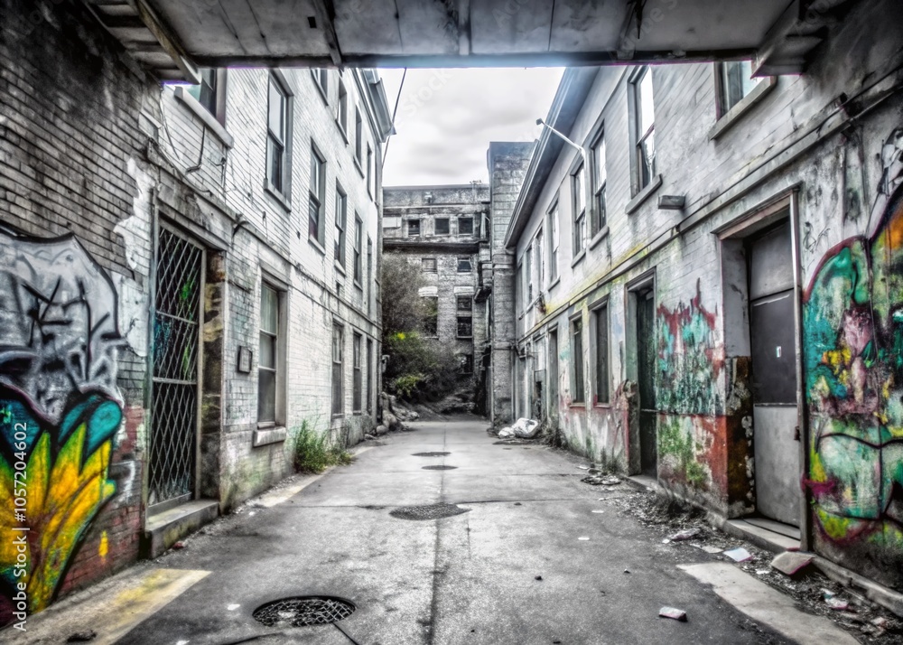 Fototapeta premium Urban Exploration of Abandoned Spaces with Leo Motifs and Textures for Stunning Visuals