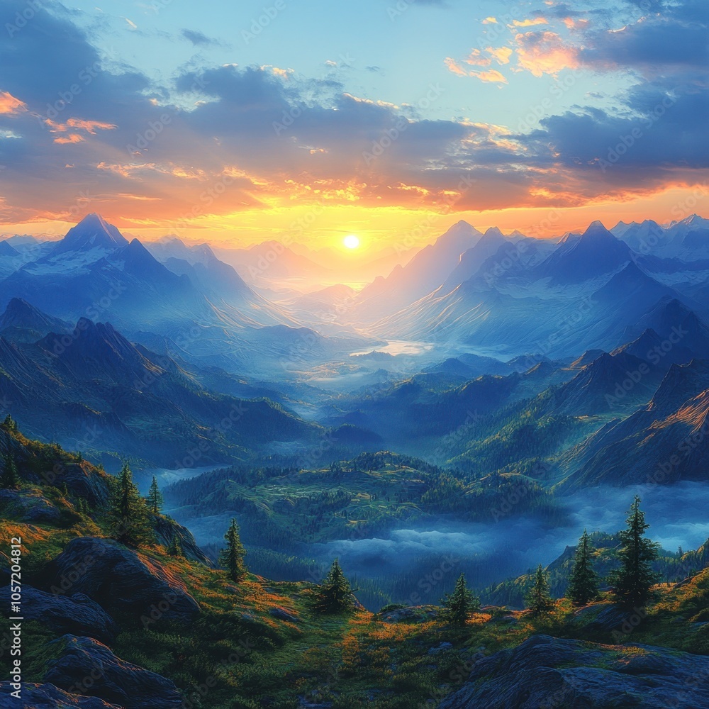 Obraz premium Sunrise Over Mountains