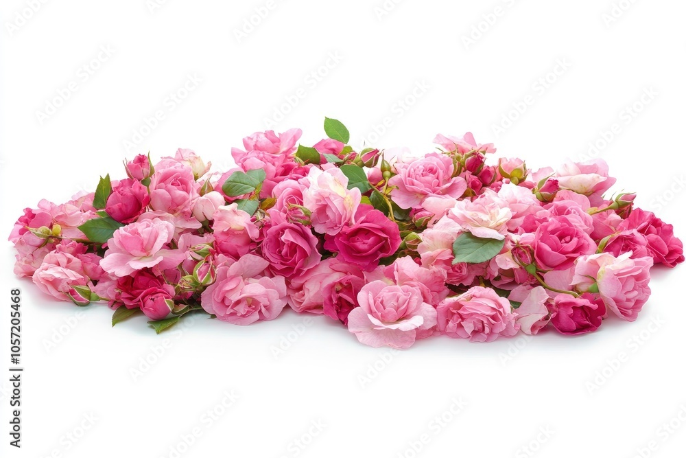 bed of roses, large bunch of colorful pink flowers, buds, petals and leaves loosely spread on a surface, isolated over a white background, love, with generative ai bed of roses, large bunch of colorful pink flowers, buds, petals and leaves loosely spread on a surface, isolated over a white background, love, with generative ai