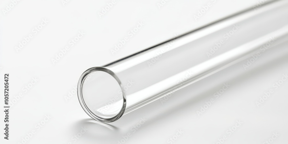 Close-up of an empty glass test tube isolated on a white solid background, perfect for laboratory-related projects, emphasizing simplicity. Close-up of an empty glass test tube isolated on a white solid background, perfect for laboratory-related projects, emphasizing simplicity.