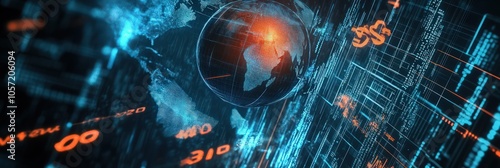 Financial business growth visual with global money and futuristic interface