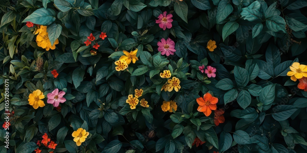 Bush of flowers against a complementary background Bush of flowers against a complementary background