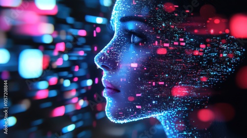 Futuristic digital art creation using AI algorithms and holographic projections