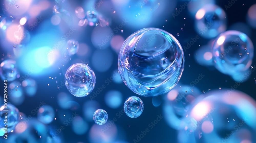 custom made wallpaper toronto digitalBlue floating bubbles in a luminous abstract background