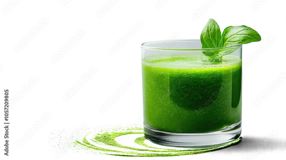 Green Smoothie with Basil on Transparent Background Green Smoothie with Basil on Transparent Background