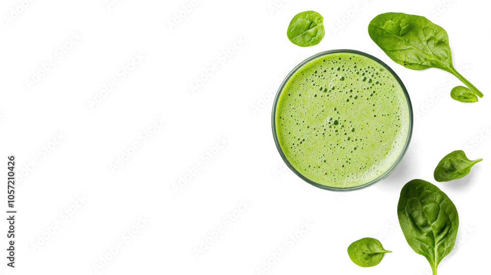 Green Smoothie with Spinach on Transparent Background