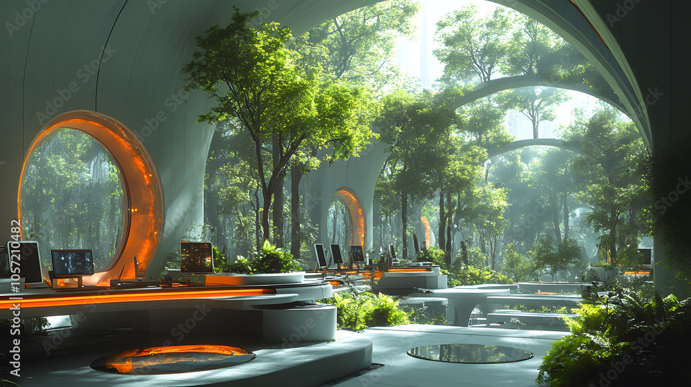 A Futuristic Office Featuring Virtual Collaboration Hubs, Holographic Displays, and Advanced Technology
A Futuristic Office Featuring Virtual Collaboration Hubs, Holographic Displays, and Advanced Technology