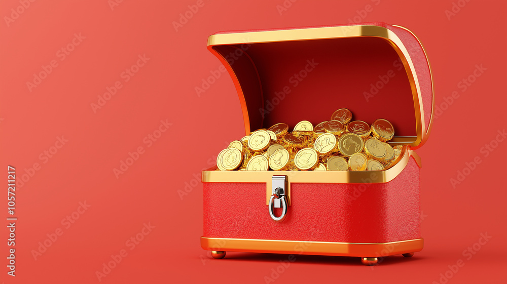 open treasure chest filled with gold coins, shining brightly open treasure chest filled with gold coins, shining brightly