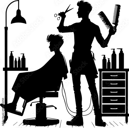  illustration of barber shop silhouette