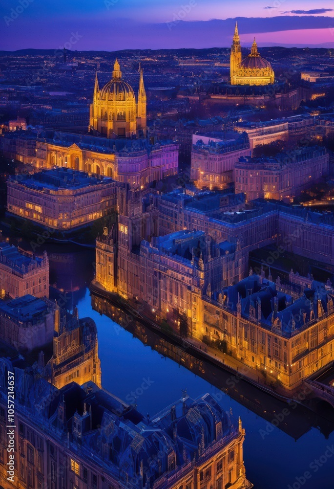 Obraz premium experience dusk views iconic landmarks across globe showcasing glow unique architectural features, architecture, monument, skyline, silhouette, sunset