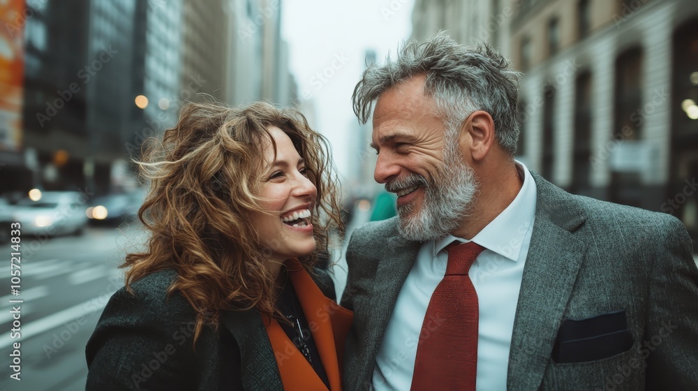 An elderly couple, full of life and laughter, enjoy a leisurely walk through the bustling city streets, surrounded by towering buildings and urban energy. An elderly couple, full of life and laughter, enjoy a leisurely walk through the bustling city streets, surrounded by towering buildings and urban energy.