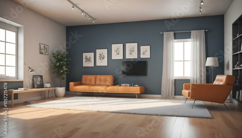 Modern style conceptual interior room 3 d illustration