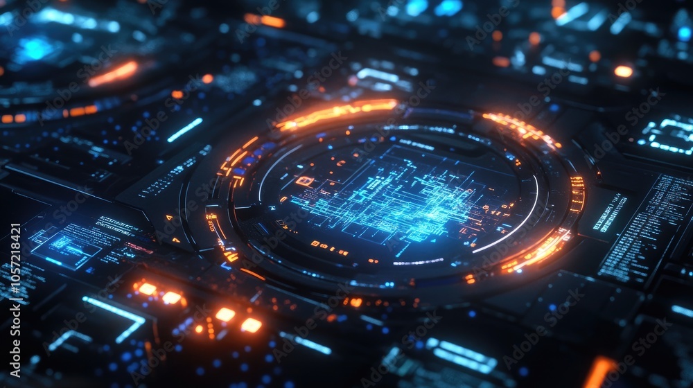 High-tech digital interface with holographic data visuals, representing cutting-edge data science and analytics High-tech digital interface with holographic data visuals, representing cutting-edge data science and analytics