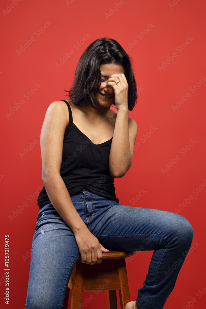Brazilian woman wearing black shirt Brazilian woman wearing black shirt