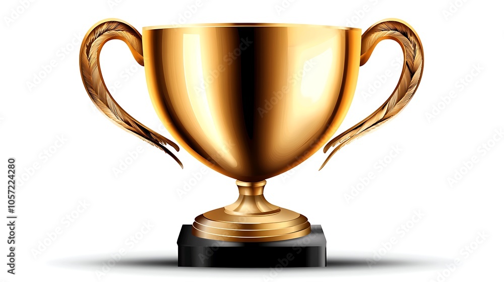Golden Trophy Cup on White Background Golden Trophy Cup on White Background