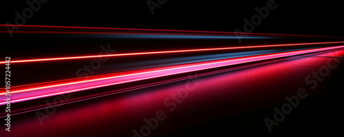 Illustration of a red glowing light effect on black background. Abstract gradient lines with lens flare. Perfect for Wallpapers, Posters and Thumbnails.