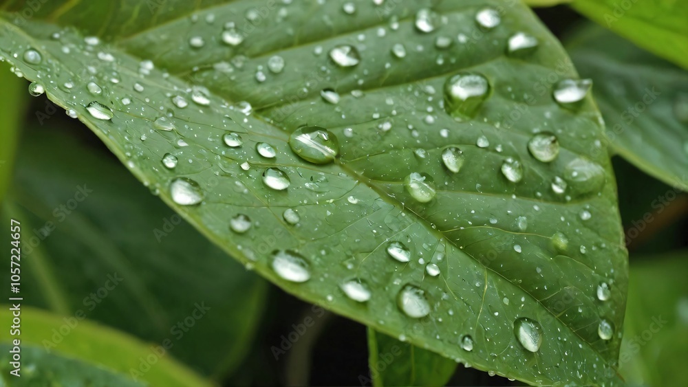Closeup of a plant leaf with water droplets in high resolution Closeup of a plant leaf with water droplets in high resolution