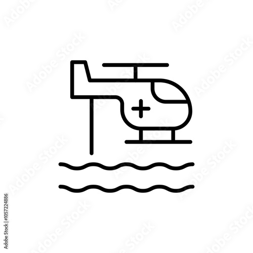 Rescue chopper outline icons, minimalist vector illustration ,simple transparent graphic element .Isolated on white background